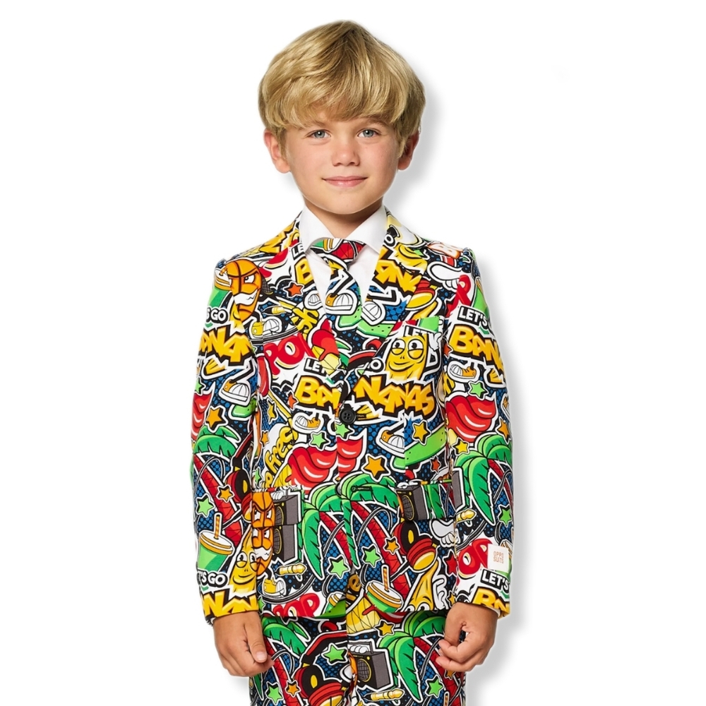 OppoSuits Kids Graffiti Street Vibes Banana Print 2 Piece Jacket & Pant Set